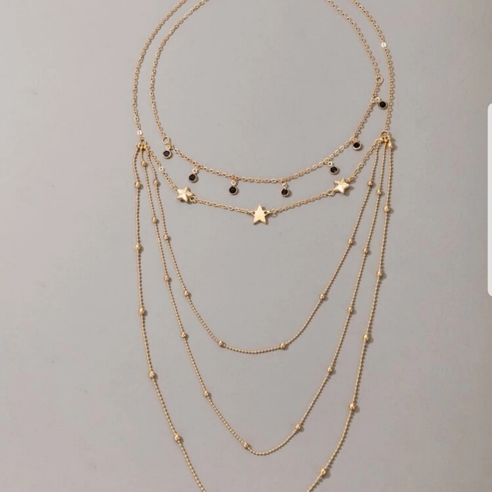 *Ramona* Stars and Beads Layered Necklace - Picture 3 of 3